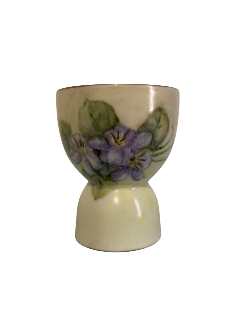 Vintage Porcelain Egg Cup Hand Painted Purple Floral Design